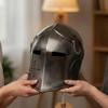 Medieval Black Barbuta Helmet, 18 Gauge Steel, LARP Cosplay Armor, Halloween Gift for Him
