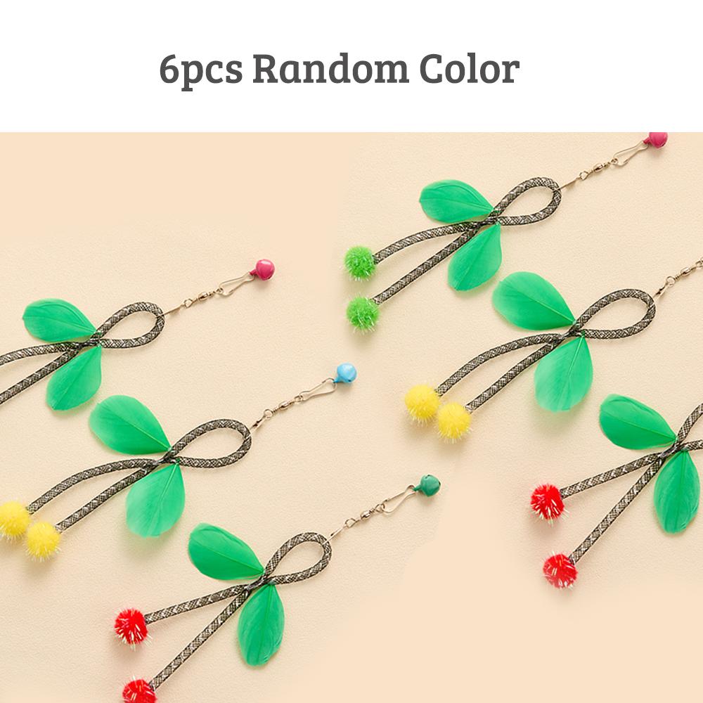 6pcs/12pcs Random Color Cat Toys Replacement Cat Stick Teaser Feather Bell Pet Toy