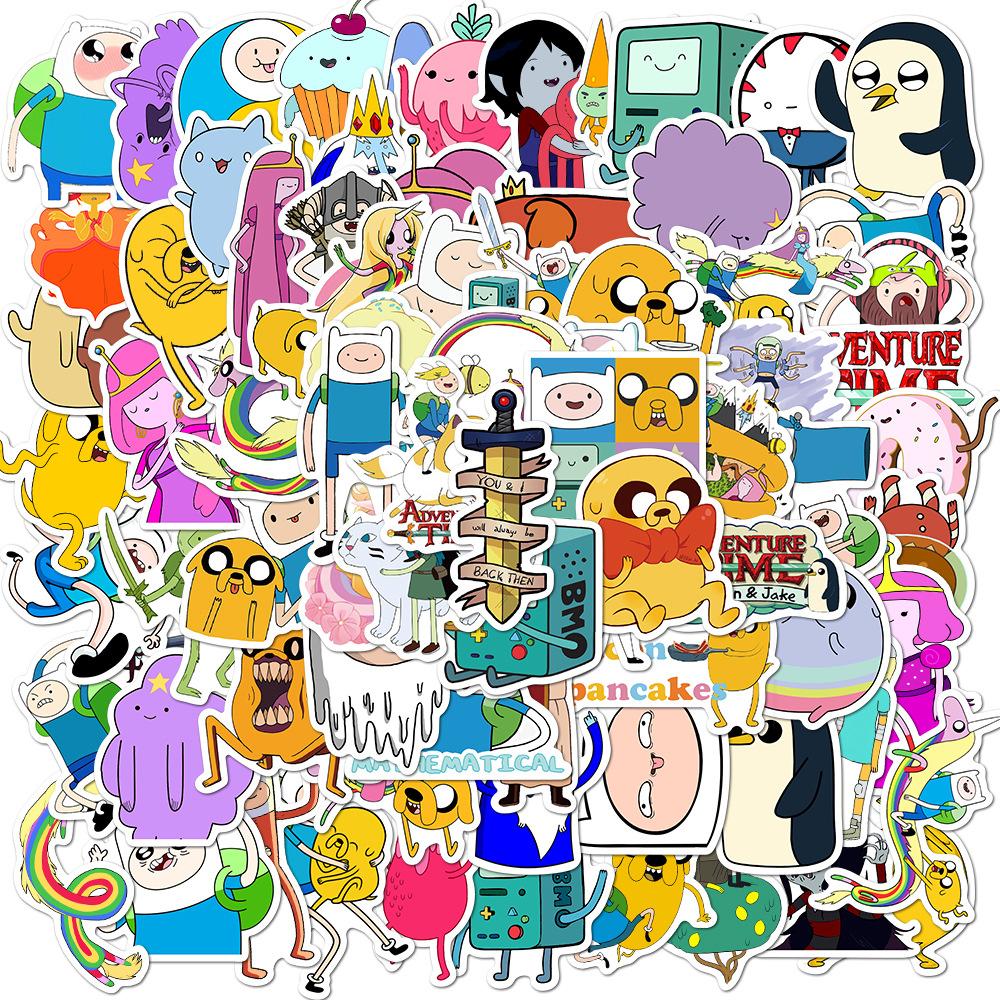100Pcs Adventure Time Stickers Cartoon Animation Luggage Scooter Laptop Refrigerator Graffiti Stickers Decorative Toys Cute