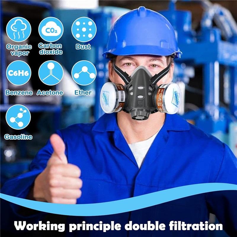 Reusable Face Cover with Filters Set,Carbon Respirator for Painting Against Gas/Dust/Organic Vapors/Smells/Fumes/Sawdust/Asbestos