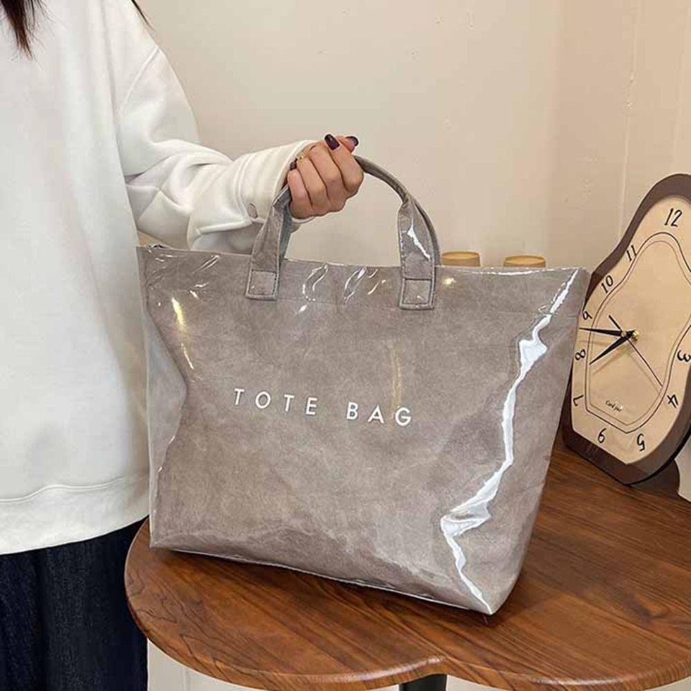Tote Bag Transparent Jelly Bag Storage Bag Letter Prints Handbags Travel PVC Tote Bag  Swimming