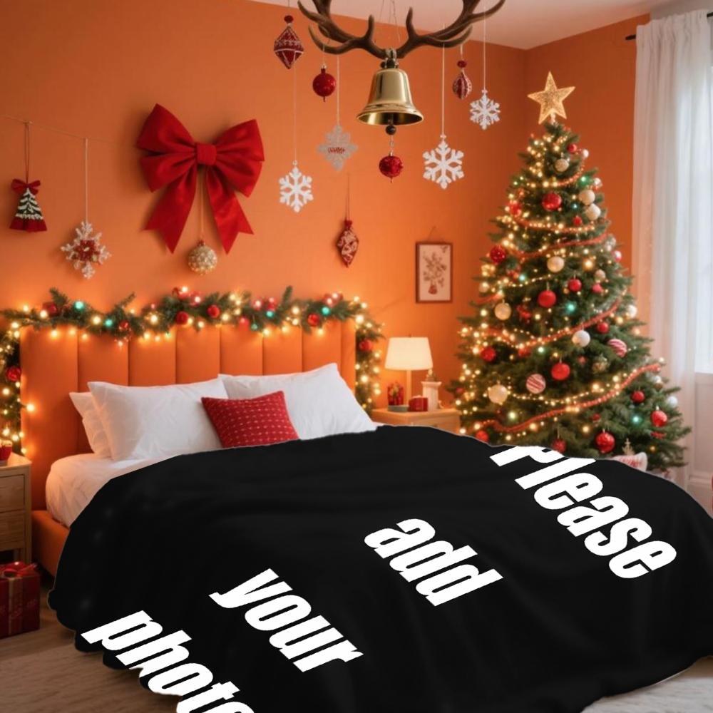 Custom Photo Blanket Personalized Christmas Gift With Your Picture Soft Fleece Throw Cozy Home Decor For Family And Friends