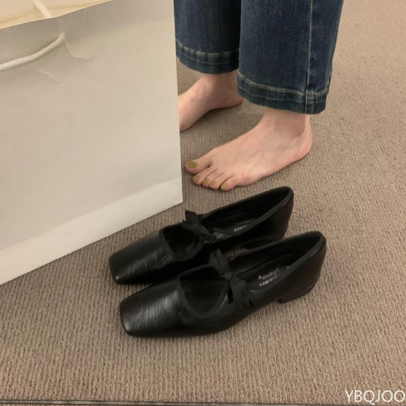Fashion New casual flat shoes with square toe niche design spring simple versatile comfortable elegant women's single shoes