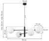 Vicenza Hanging Lamp Black-Chrome 4-Flat White Lampshade E14