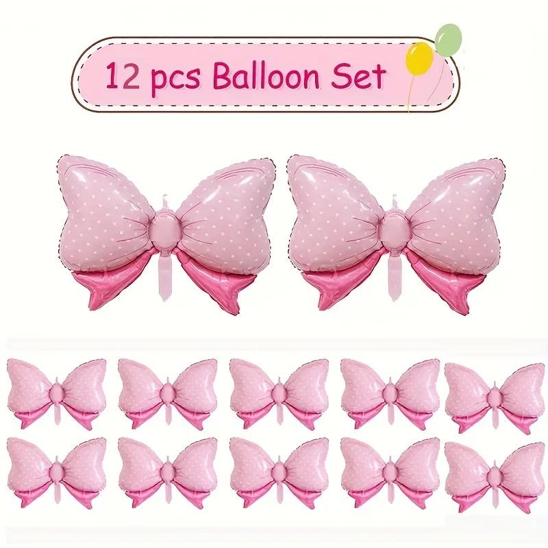 Bow Balloon Bow Tie Pink Balloon Mini large Bow Wedding Bride Shower Girl Birthday Gift Balloon  Bowknot Shape Foil Decoration