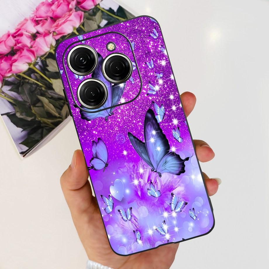 For Tecno Spark 20 Pro Case Liquid Silione Soft TPU Matte Cover Phone Mask On Spark20 20Pro 4G Luxury Pattern Cat Flower Cartoon