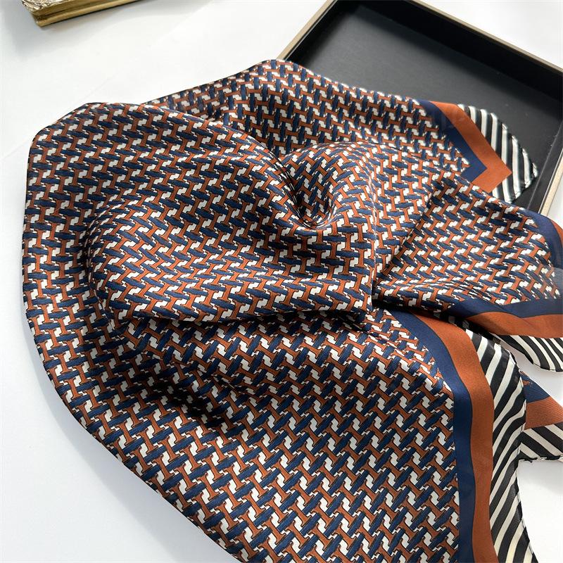 Luxury Design Fashion Square Silk Scarf Women Soft Hairband Headband Foulard Neckerchief Ribbon Bandanna Hijab Kerchief Scarves