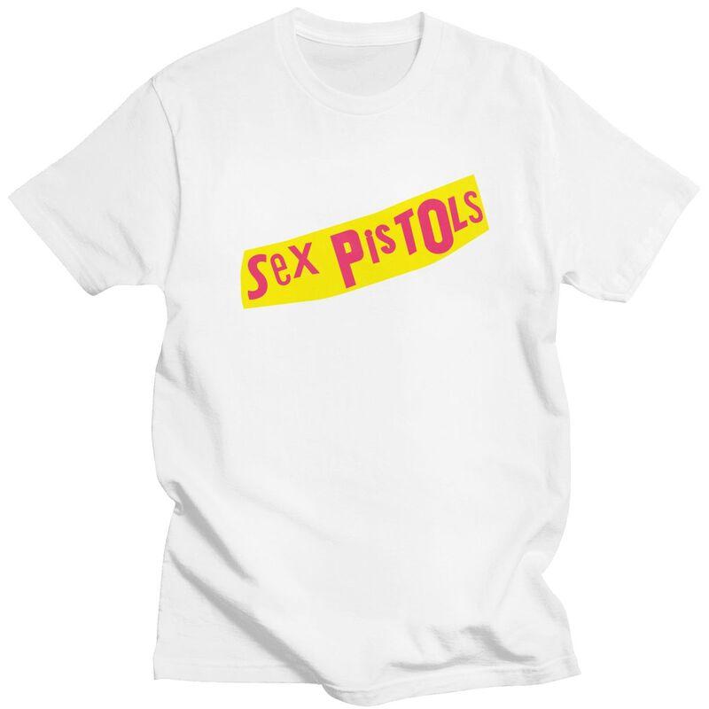 Custom Heavy Metal Sex Pistols T Shirt for Men Pure Cotton Tshirt Casual Tee Short Sleeves Rock Band Tshirts Loose Fit Clothing