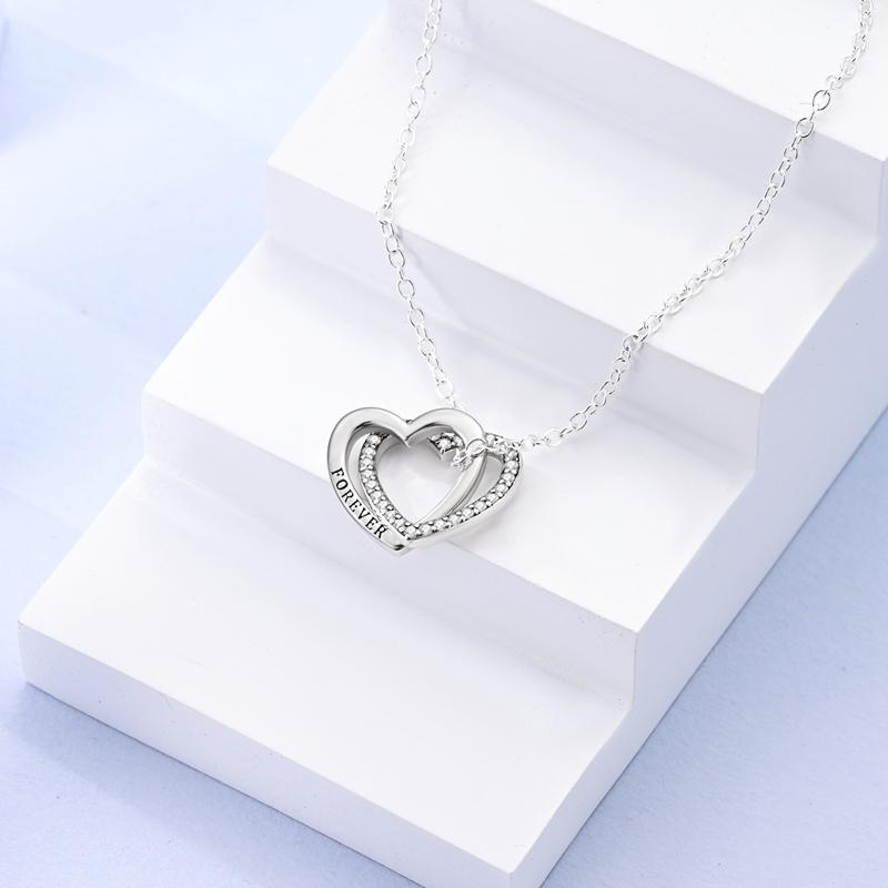 Angel's Wings Feather Necklace 925 Silver Original Blue Eyes Long Chain Link For Mom Women Wedding Party Jewelry Gift