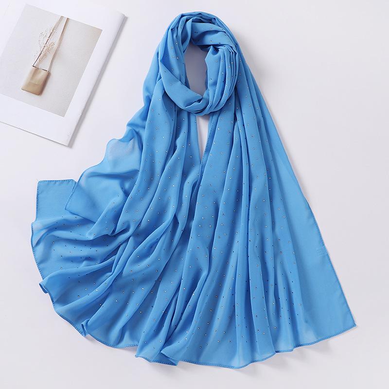 Imitation Pearls Rhinestones Scarves Shawls Women Long Scarf Neckerchief Tudung Bawal Veil Turban Bandana Muslim Hijab Headscarf