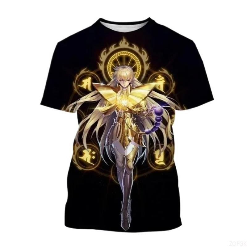 Anime Saint Seiya Bedrucktes T-Shirt 3D Kurzarm-T-Shirt Sommer Mode Harajuku Kinder Cartoon Top