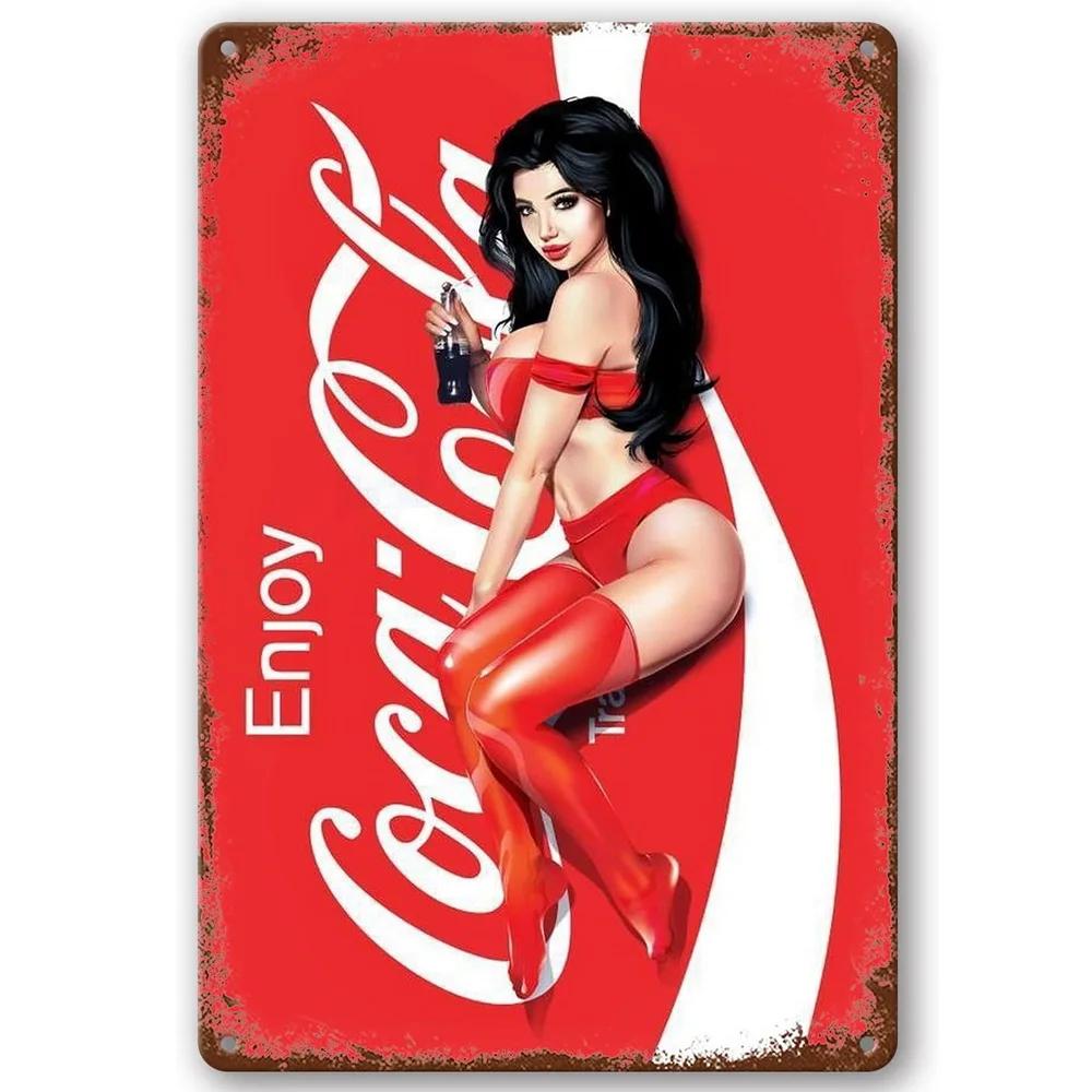 Retro Enjoy Cola Posters Retro Metal Tin Signs Vintage Posters for Game Room Bar Man Cave Cafe Garage Home Wall Decor Gift
