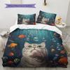 Bubble Cat  Pattern Bedding Quilt Set Quilt Cover Pillowcase Home Decoration  Gift (1 * duvet cover + 2 * pillowcase, without core)