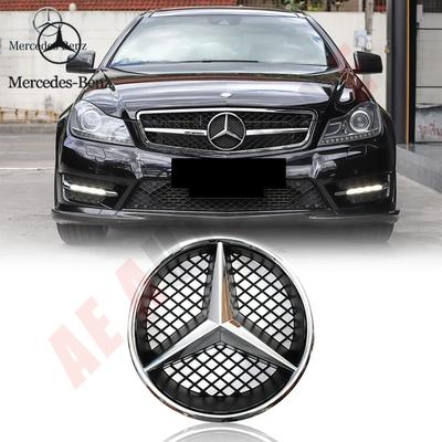 C200 E300 2026 Hot Chrome Silver OE Style Emblem Front Grille Star Emblems Logo For Mercedes Benz B W245 C W204 C300 C250 GLK X2