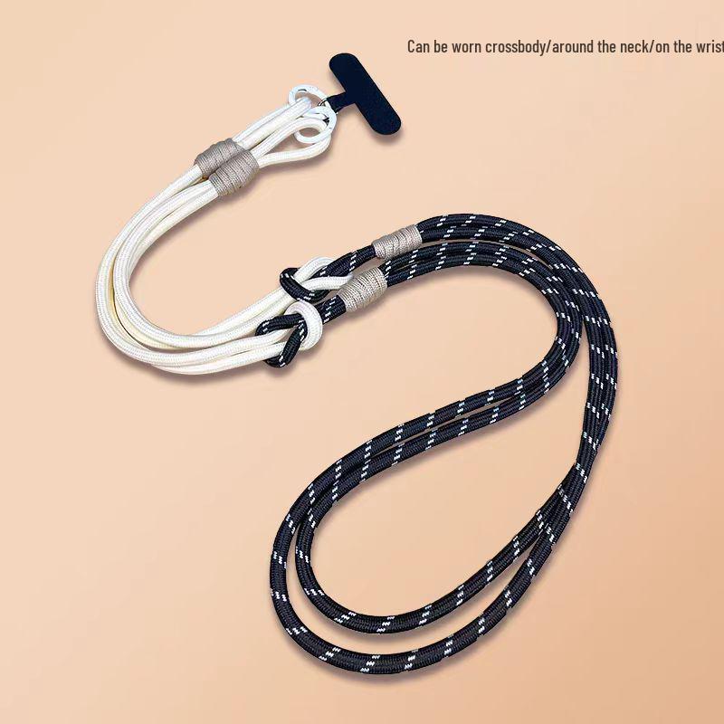 Adjustable Phone Lanyard with Cartoon Pendant, Patchwork Crossbody Strap, Anti-Lost Rope, and Clip