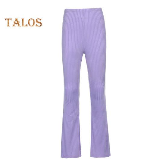

Женские расклешенные брюки с высокой талией, полосатые однотонные повседневные брюки облегающего кроя с эластичным низом, повседневная одежда XXL фиолетовый