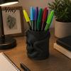 3D Printed Ornament Skull & Snake Pen Holder, Gothic Pencil Collectible Figurine Desk Organizer for Makeup Brush Stationery Storage, Halloween