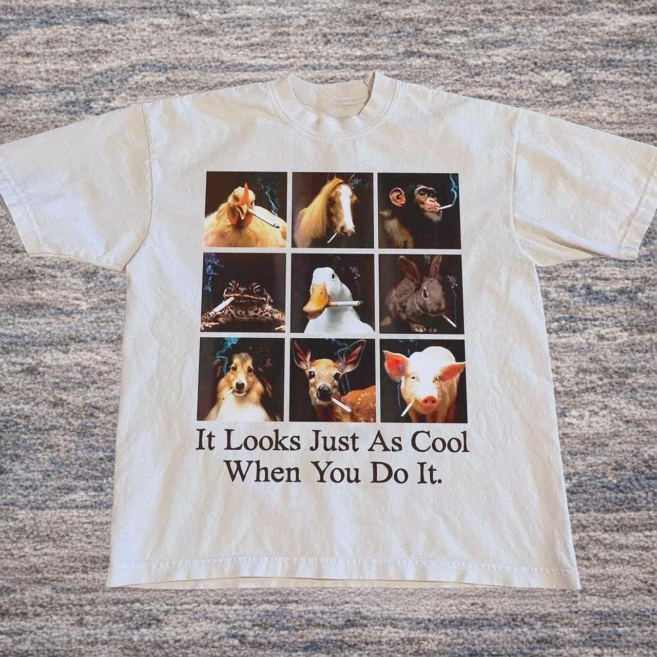 Funny animal smoking graphic tshirt, vintage funny tshirt Unisex T-Shirt XXL