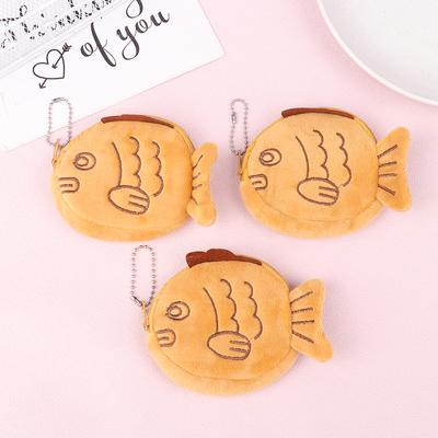 1 adet sevimli peluş Snapper balık bebek bozuk para cüzdanı bileklik çanta Mini sevimli fermuarlı kız para cüzdan kablosu kulaklık çantası anahtar kılıfı