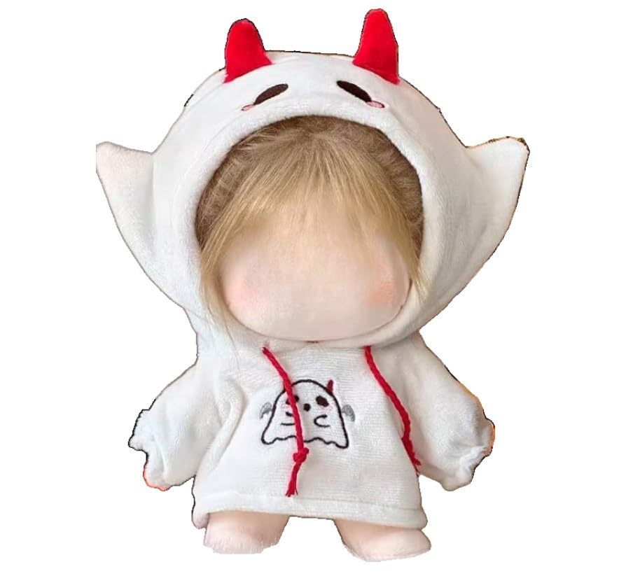AXLUCE Plush Clothes Ghost Hoodie Plush Toy Clothes 10cm Doll - - - - - - (White, 10cm)