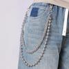Stylish Double-Layer Dragon Bone Pants Chain with Round Beads for Men