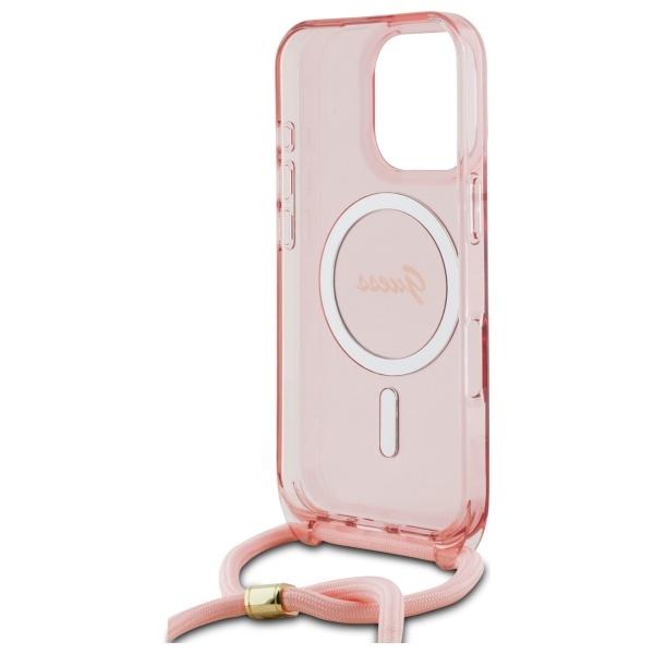 Guess Guhmp16Lhctsgnsp Iphone 16 Pro     6.3 Różowy/Pink Hardcase Crossbody Cord Script Magsafe