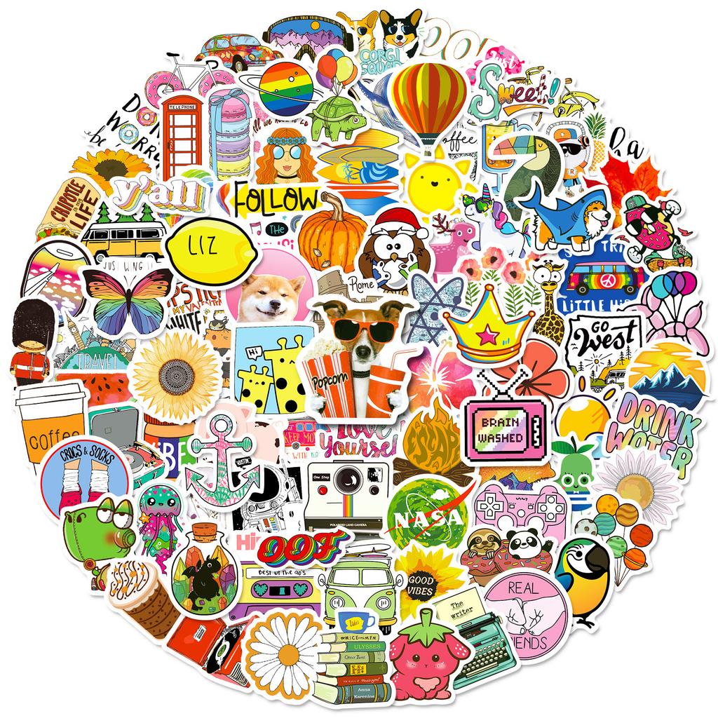 100 Small Size 4Cm Small Fresh Tape Mix And Match Stickers Cute Cartoon Outdoor Graffiti Stickers