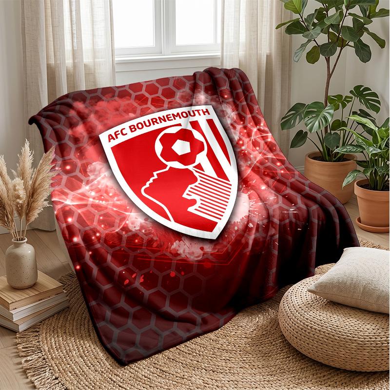 Bournemouth Football Print Flannel Blanket, Soft Warm Lightweight Throw Blanket for Sofa Bed Camping