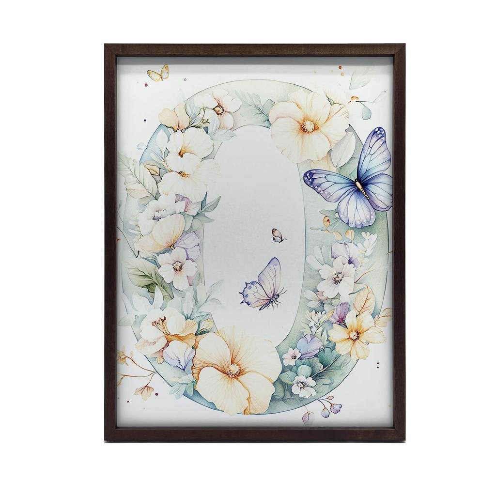 Poster Joyful "O" In a Flower Wreath Poster Joyful "O" In a Flower Wreath, 30X40 Cm, Dark Brown Wooden Frame, 230 Gsm Matte Paper