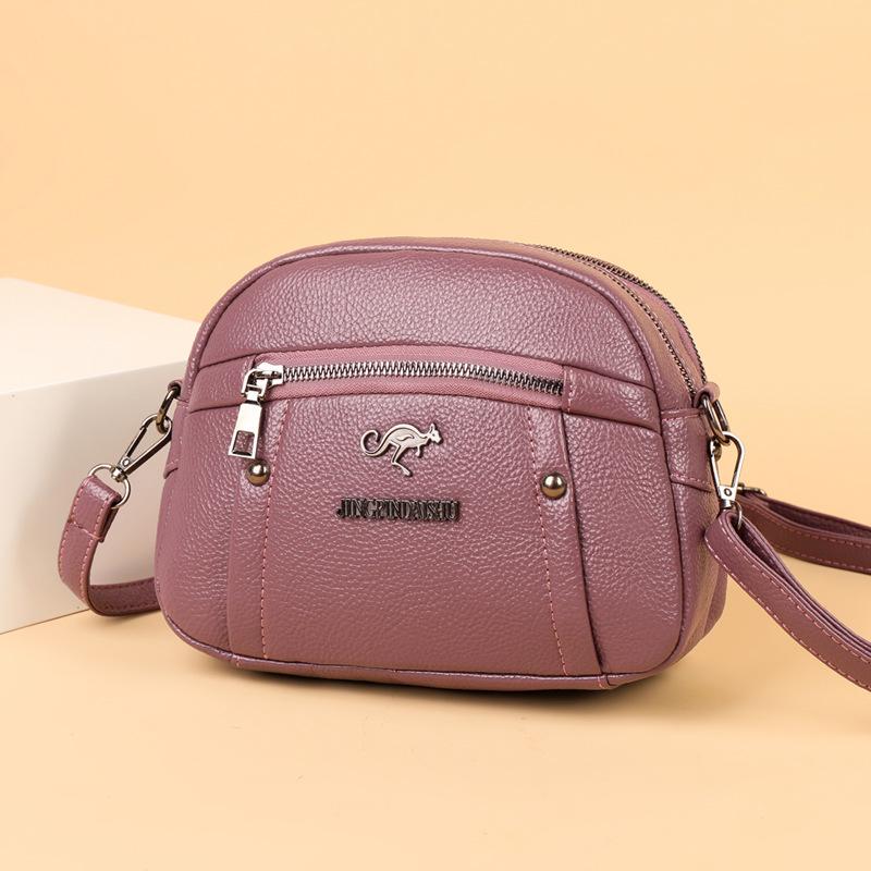 Soft leather textured shoulder bag, fashionable solid color crossbody bag, simple large capacity small square bag