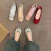 Fashion Ladies Shoes 2024 New Slip on Women's Flats Autumn Square Toe Bow Tie Mixed Colors Solft Sole Casual Comfortable Flats Shoes