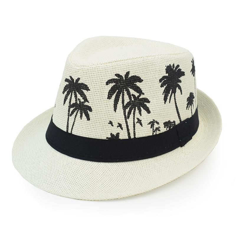 Golexury Summer Sun Straw Hats Men Coconut Tree Women Outdoor Breathable Tropical  Holiday Beach Jazz Top Fedora Hat Panama Cap