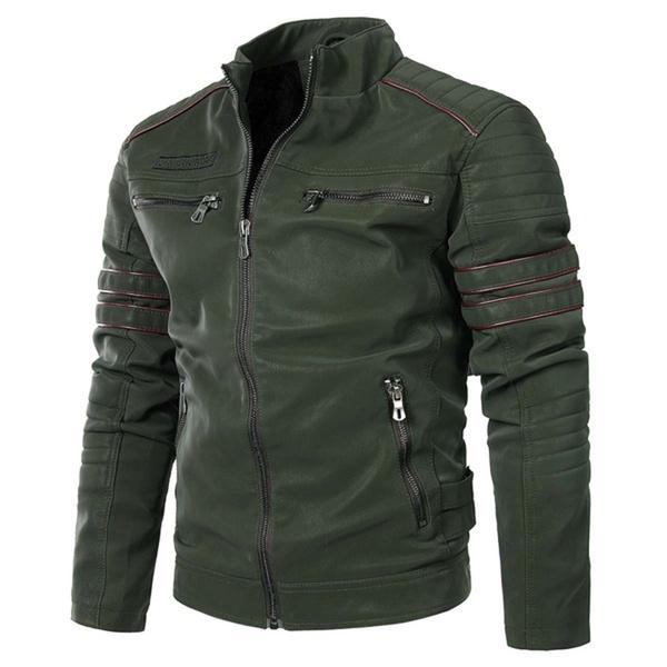 Jaqueta masculina de couro PU de outono e inverno para motocicleta