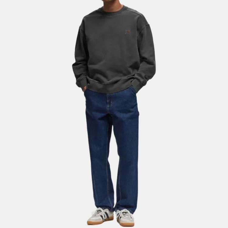 Carhartt WIP Solid Color Crew Neck Casual Loose Fit Long Sleeve Sweatshirt Men Sweatshirt Gray I029957-98-GD