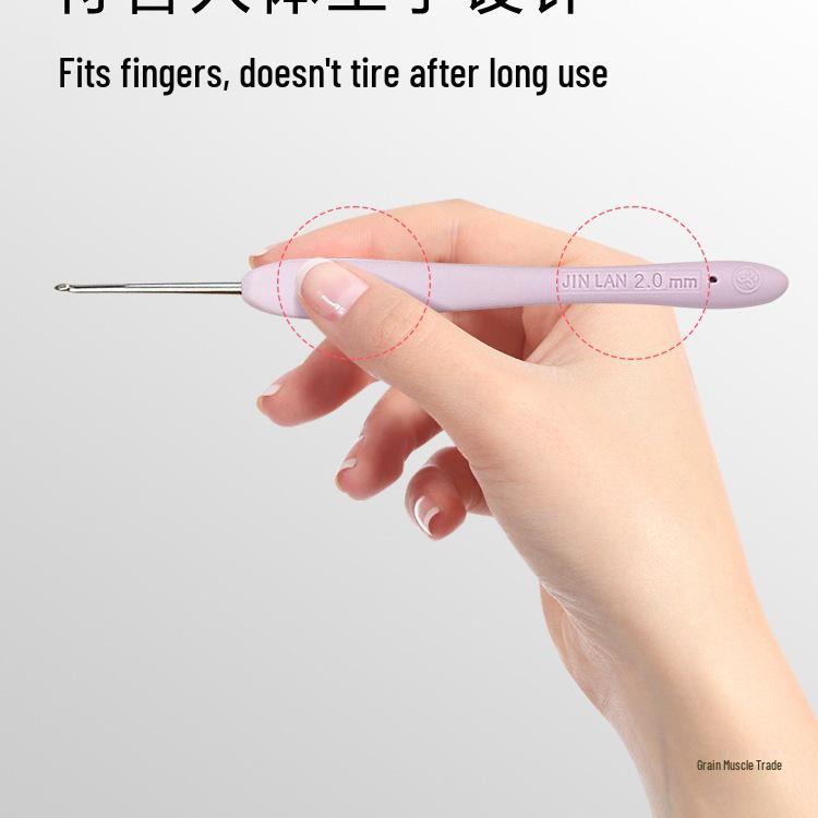 Soft Grip Resin Crochet Hook with Hand-Polished Stainless Steel Needle for Doll and Wool Knitting