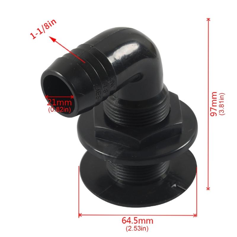 90 Degree Thru Hull Fitting Connector Leakproof Angled Thru Hull Fitting Bilge Pump Drain For Boating Boats Yacht