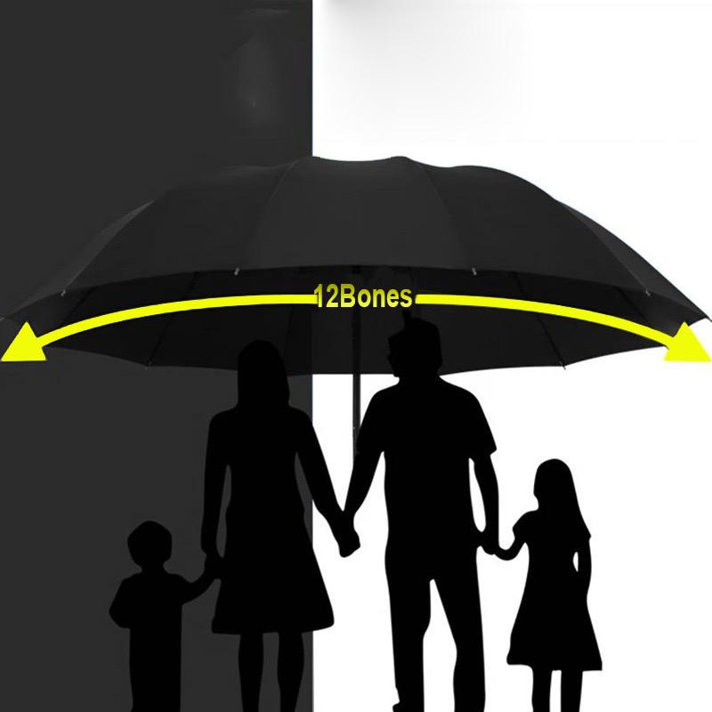 A 130cm super large foldable umbrella with sun protection, windproof strong reinforced with 10 bones, sturdy for three people