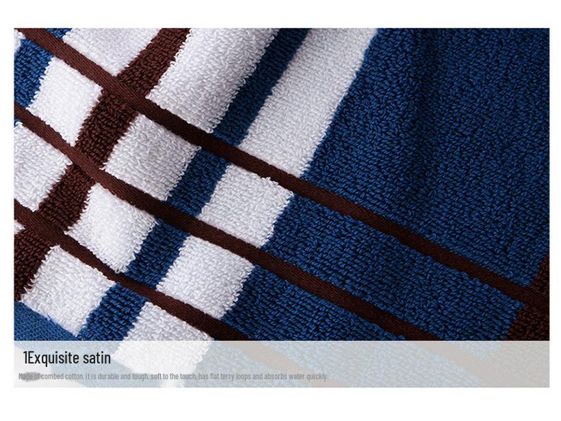 Thickened Soft Gold Plaid Cotton Face Towel - Absorbent & Fresh for Bathing