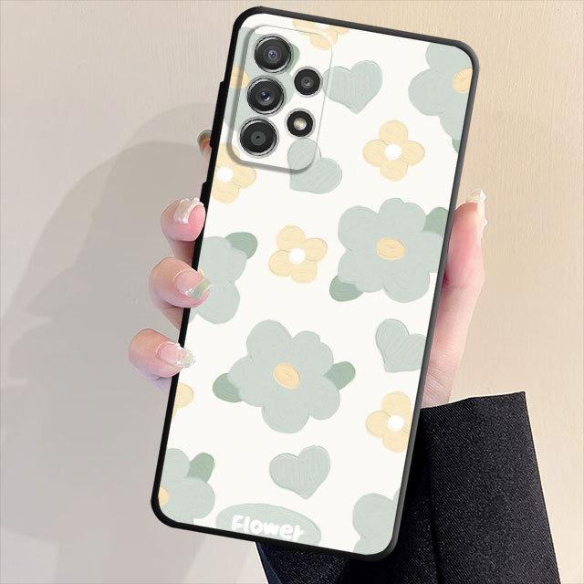 

Роскошный чехол для телефона с мягкой задней панелью черного цвета для Samsung Galaxy A33 A32 A21s A53 A22 A71 A31 A51 A13 A23 A72 A52 A11 с милым цветочным принтом Samsung A14 5G