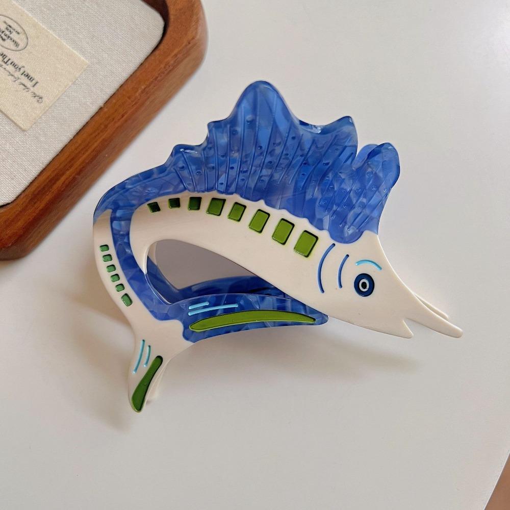 Fashion Fish Tuna Hair Claw Sweet Korean Style Acetate Ocean Tunny Hair Clip Creative Cartoon Marine Organisms Shark Clip Daily