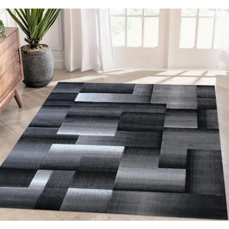 Black Geometric Large Carpet Light Luxury European and Carpet Home Sofa Tea Table Mat Indoor Outdoor Carpet Floor Mat Decoration