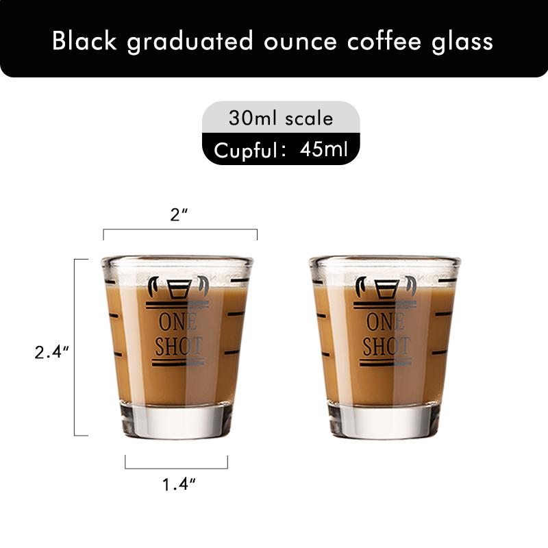 Scale Coffee  Cup Shot Glass, BPA-Free Premium Liquid Heavy Glass, Espresso Measuring Cups, Glass Measuring Baking Cups