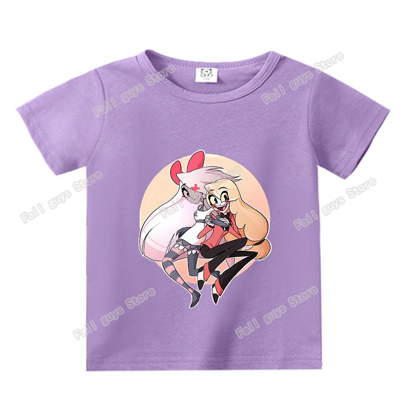 Hazbins Hotel Series Boys Girls TShirt Cute Kids Short Sleeve Tops Cartoon Print Child Clothing Summer Funny Birthday Gifts