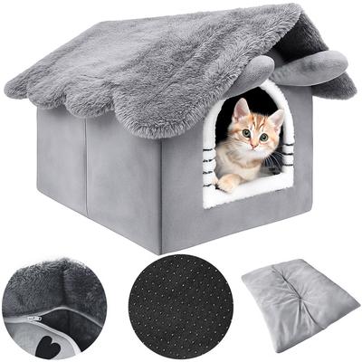Mersjo William Removable-Roof Plush Cat House (39x34x34 Cm) - Gray