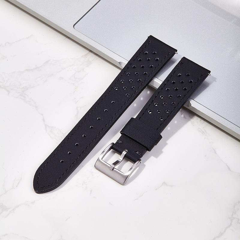 Breathable Cowhide Multi-Hole Watch Strap for Samsung Watch 5/6 (20mm/22mm)