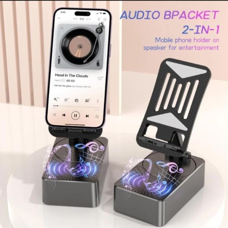 Altoparlante Bluetooth con Supporto per Telefono 5 in 1 Supporto per Cellulare Base Supporto Rotante a 360° Power Bank da 5000mAh