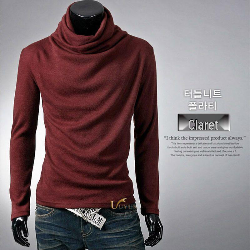 Men's Slim Fit Turtleneck Knit Sweater: Spring & Autumn Solid Color, Korean Style Long Sleeve Pullover.