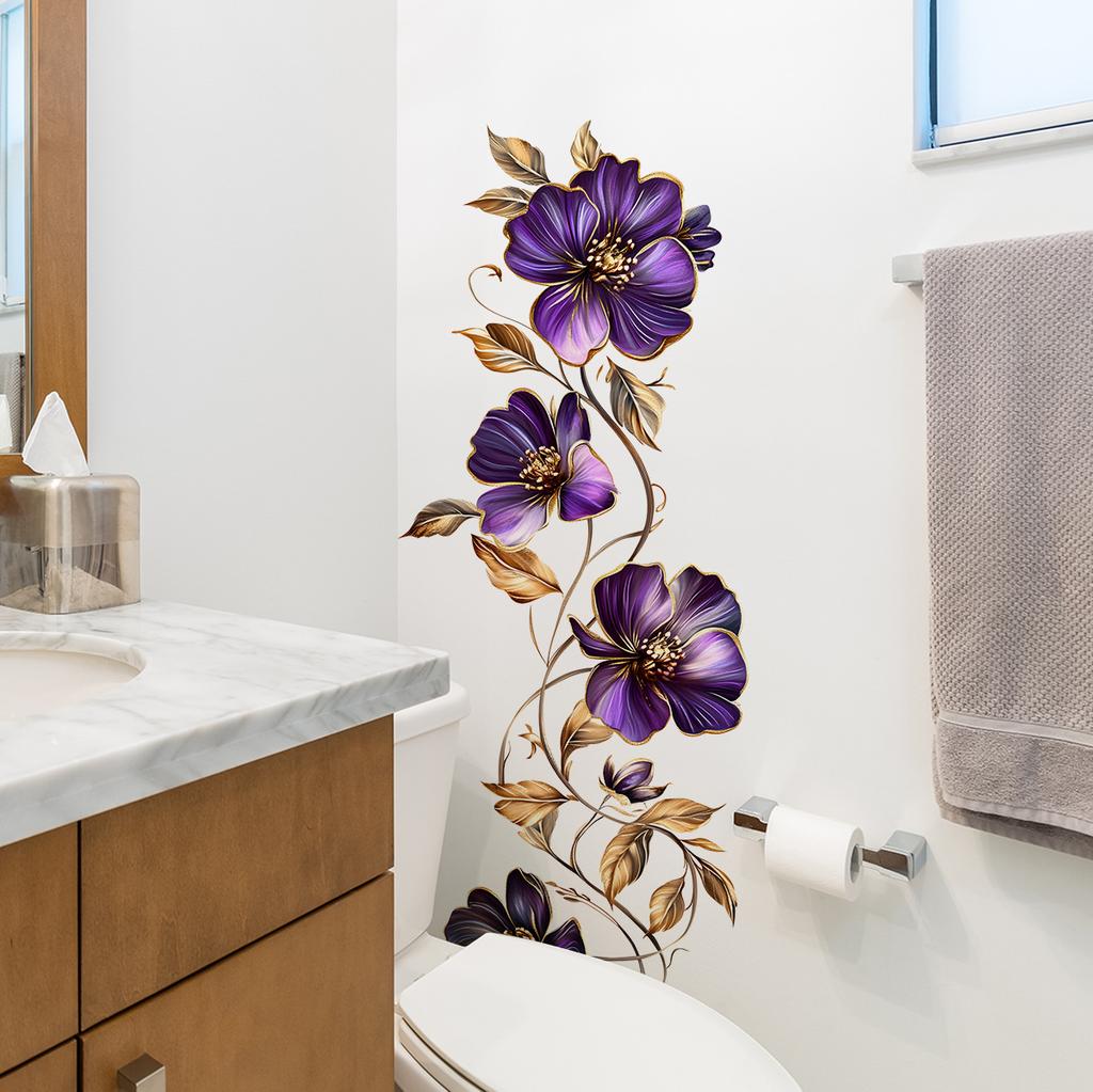 Floral Wall Sticker PVC Self Adhesive Removable Decal for Kitchen Bathroom Bedroom Home Decor