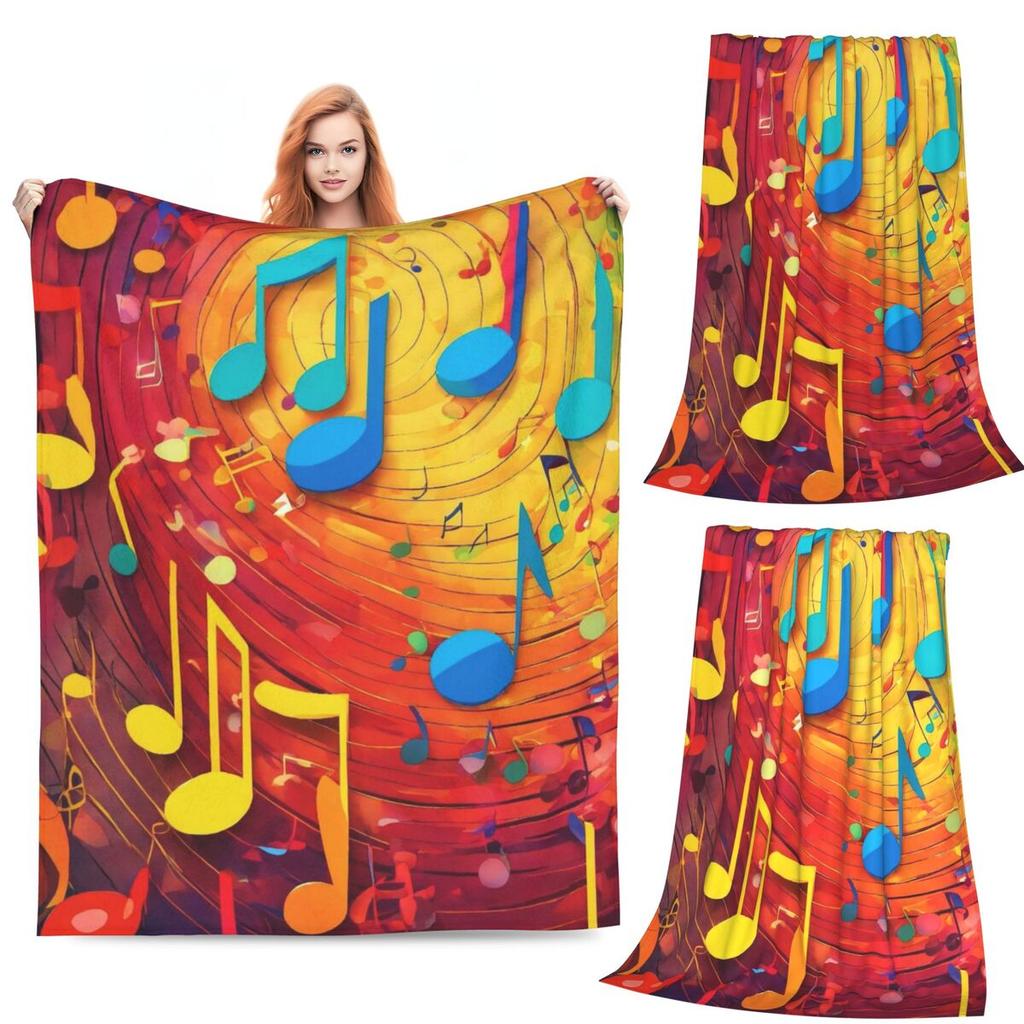 Colorful Musical Note Music Score  Blankets Fleece Sofa Throw Blanket Multi-function for Couch Bedding Travel Throws Bedspread