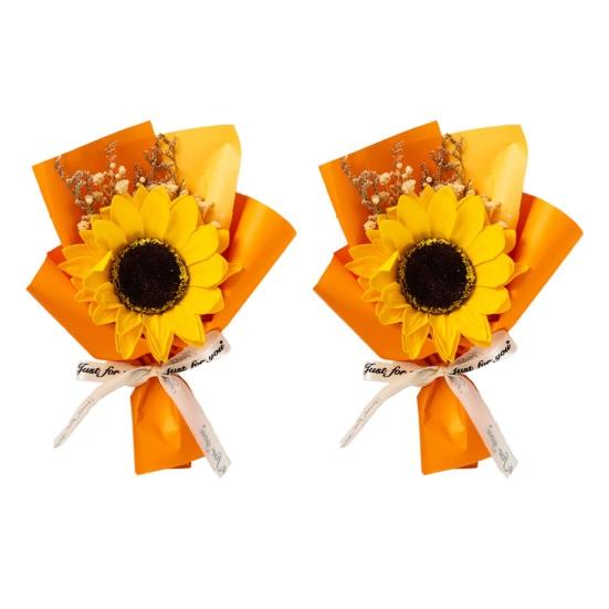 2 Pcs Mini Sunflower Bouquet Scented Artificial Soap Flower Birthday Valentine's Day Gifts